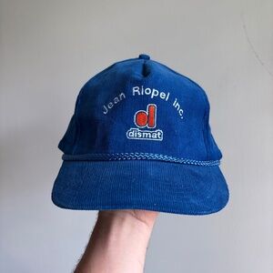 vintage CORDUROY Trucker hat JEAN RIOPEL DISMAT blue rope hat cap  snapback